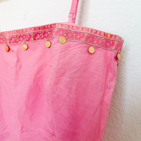 Y2K Express Embroidered Babydoll Mini Dress Pink Size 12 Boho Hippie Coquette - Picture 4 of 8